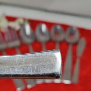 8 Serving Pcs Wallace WAS213 Stainless Slotted Spoons Fork Flatware Heavy Solid